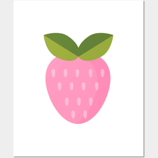 Pink strawberry. Tasty summer berry. Posters and Art